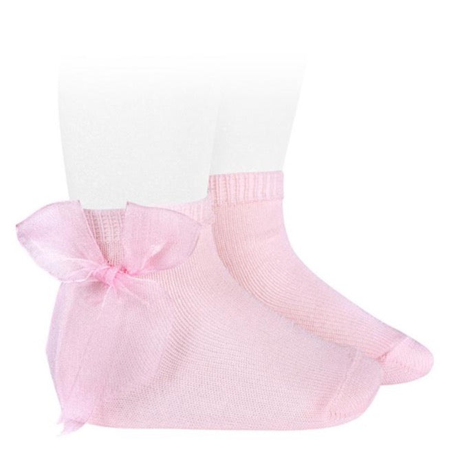 Ceremony Short Socks With Organza bow | Pink