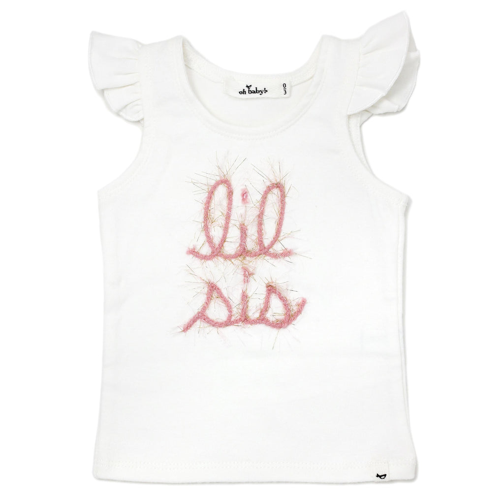 Baby Flutter Sleeve Tank Top | Lil Sis | Cream