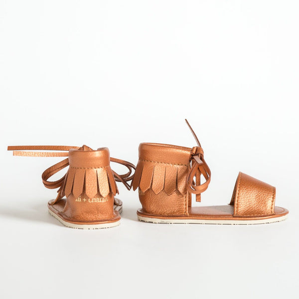 Boho Fringed Sandal | Metallic Copper