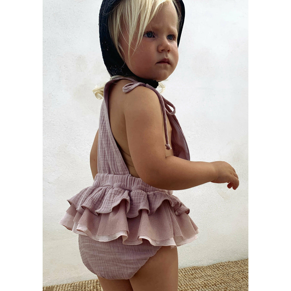 Pink Romper Suit With Frill