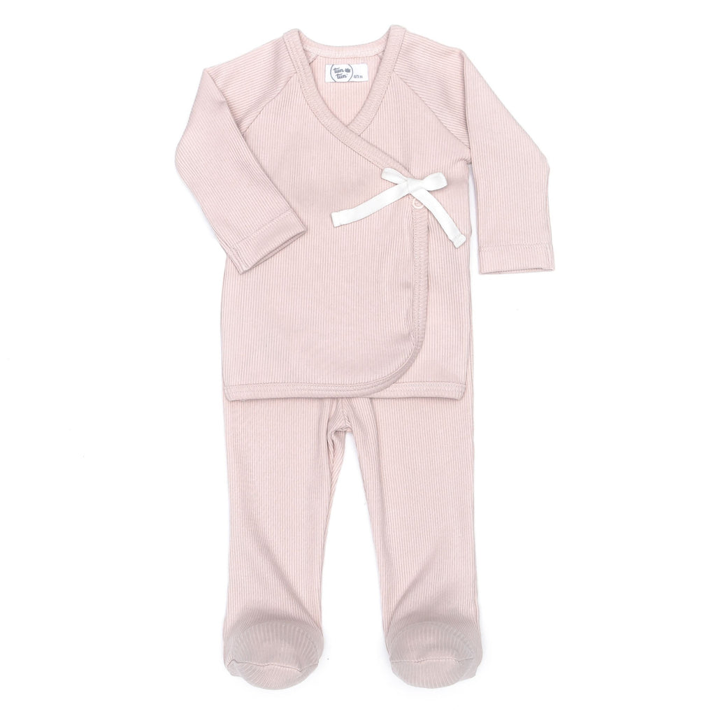 Ribbed Kimono Set | Shell Pink