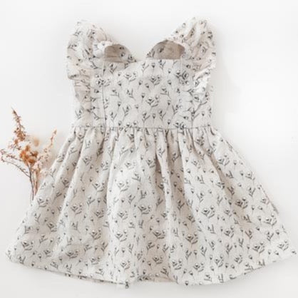 My Little Sunshine Linen Dress | Cotton Puff Print