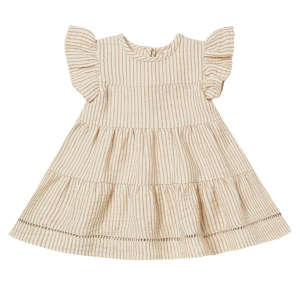 Short Sleeve Belle Dress | Ocre Stripe