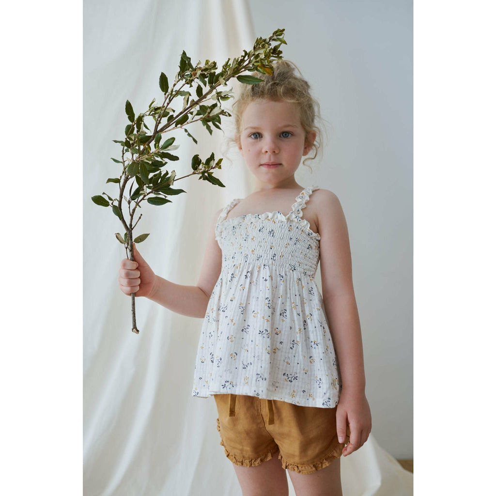 Floral Top With Tencel Linen Shorts Set