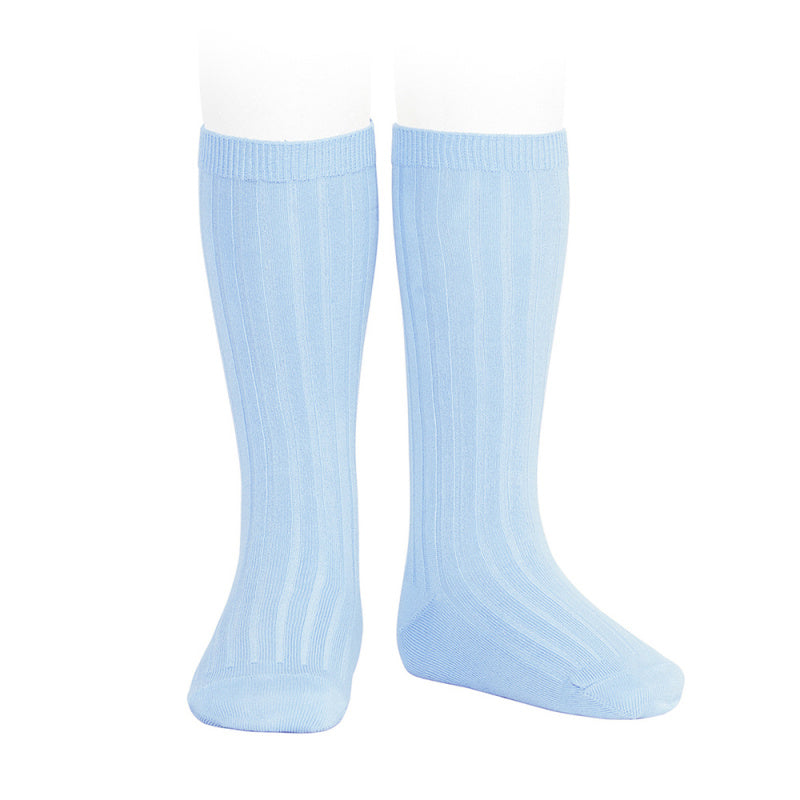 Basic Rib Knee High Socks | Baby Blue