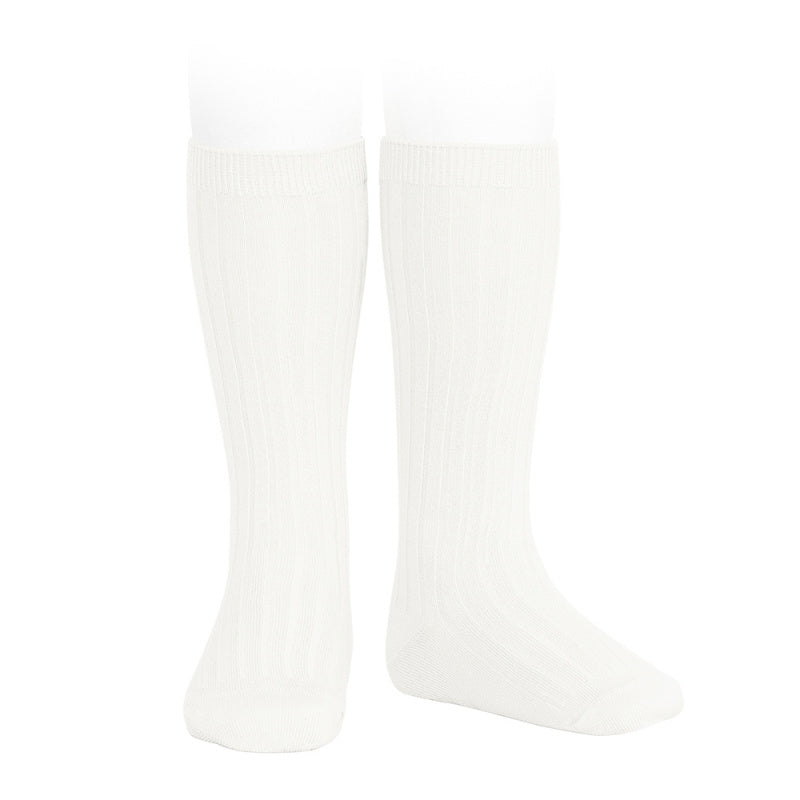 Basic Rib Knee High Socks | Cream