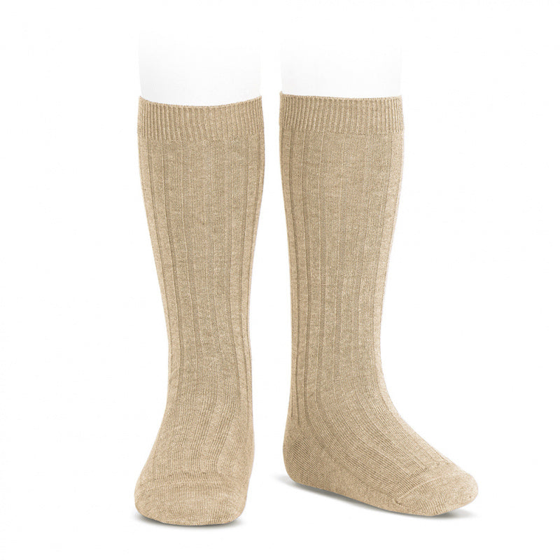 Basic Rib Knee High Socks | Nougat