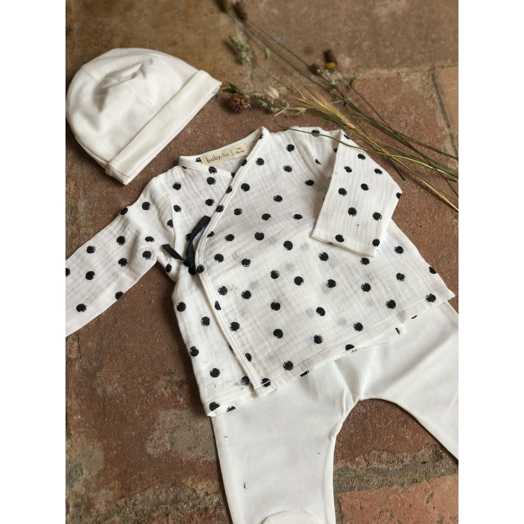 Jacket With Footed Pants Set | Dots White
